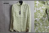 アルチザン高級リネン草柄長袖シャツ/ARTISAN