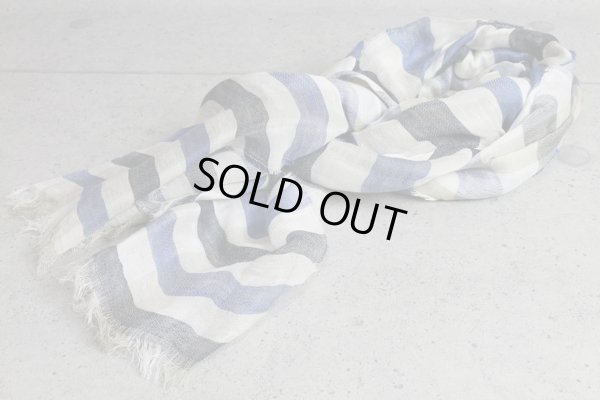 画像3: コムサメン上質イタリア製リネンボーダーストール/メンズ/COMME CA MEN