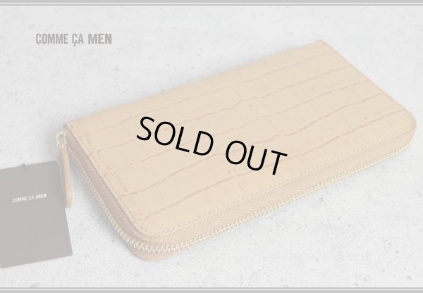 画像1: コムサメン多収納クロコ柄ラウンドジップ牛革長財布/レザー/COMME CA MEN