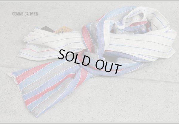 画像2: コムサメン イタリア製ストライプストール/綿麻/メンズ/COMME CA MEN