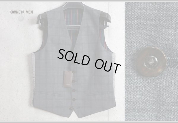 画像2: コムサメン上質ダブルウインドペン柄ジレ/ベスト/COMME CA MEN