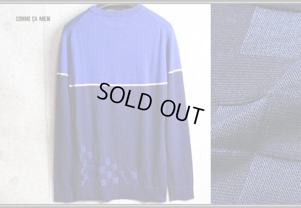 画像5: コムサメン 秋冬 カラーブロック 市松 リンクス編み ウール ニット クルーネック ハイゲージ セーター/COMME CA MEN