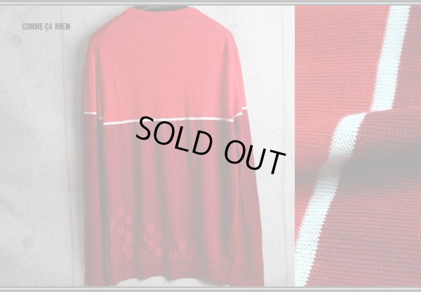 画像13: コムサメン 秋冬 カラーブロック 市松 リンクス編み ウール ニット クルーネック ハイゲージ セーター/COMME CA MEN