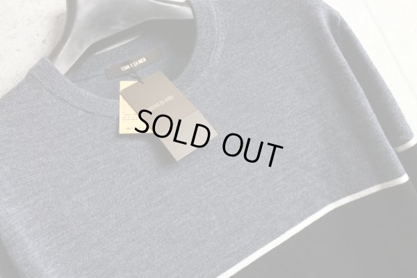 画像3: コムサメン 秋冬 カラーブロック 市松 リンクス編み ウール ニット クルーネック ハイゲージ セーター/COMME CA MEN