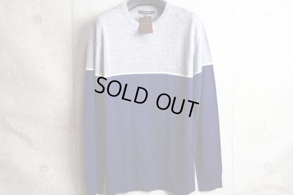 画像10: コムサメン 秋冬 カラーブロック 市松 リンクス編み ウール ニット クルーネック ハイゲージ セーター/COMME CA MEN