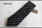 コムサメン 日本製 レジメンタル シルク ネクタイ 黒/COMME CA MEN/ブラック