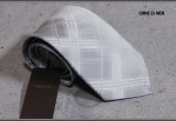 コムサメン 日本製 シャドー タータンチェック シルク ネクタイ 灰/COMME CA MEN/グレー