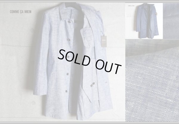 画像1: コムサメン 春夏 リネン コーティング シャンブレー ステンカラー コート /COMME CA MEN/スプリングコート