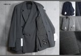コムサイズム/COMME CA ISM 春夏 ウォッシャブル かすりチェック ダブル スリーピース スーツ/3.3万/ジャケット/ジレ/スラックス