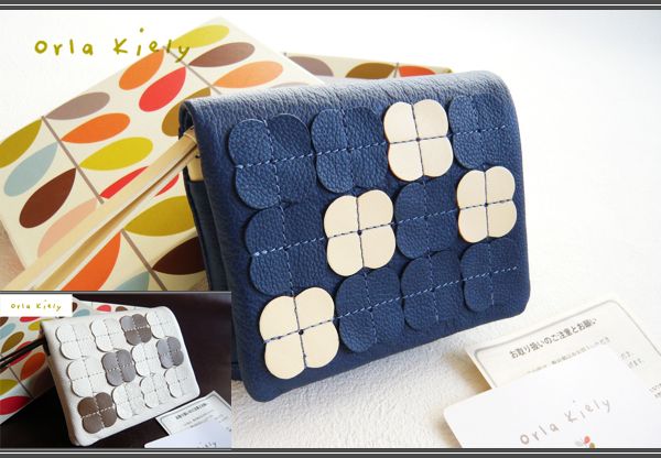 画像1: オーラカイリーフラワータイル二つ折り財布