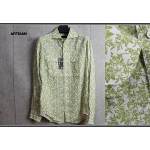 画像: アルチザン高級リネン草柄長袖シャツ/ARTISAN