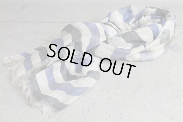 画像3: コムサメン上質イタリア製リネンボーダーストール/メンズ/COMME CA MEN