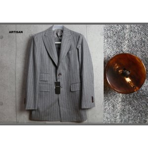 画像: アルチザン メン 秋冬 最高級 カシミヤ混 ウール チョークストライプ チェスター コート/ARTISAN MEN