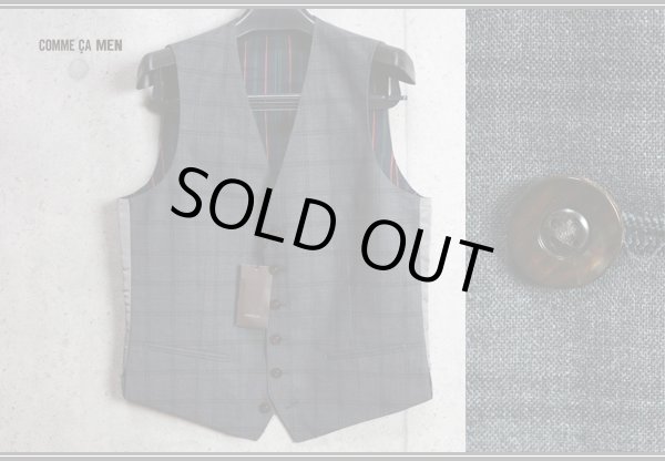 画像2: コムサメン上質ダブルウインドペン柄ジレ/ベスト/COMME CA MEN