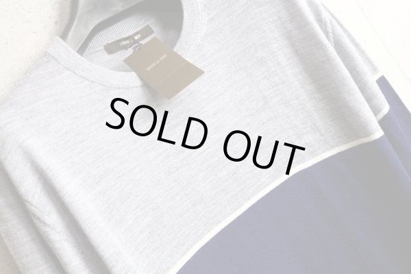 画像11: コムサメン 秋冬 カラーブロック 市松 リンクス編み ウール ニット クルーネック ハイゲージ セーター/COMME CA MEN