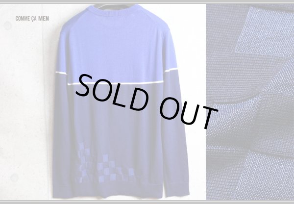 画像5: コムサメン 秋冬 カラーブロック 市松 リンクス編み ウール ニット クルーネック ハイゲージ セーター/COMME CA MEN