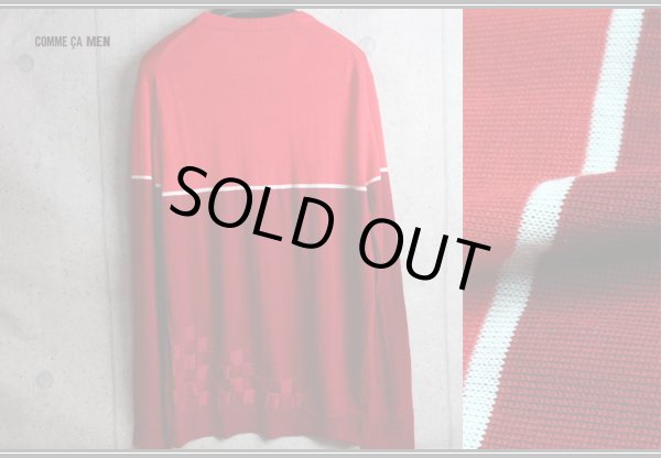 画像13: コムサメン 秋冬 カラーブロック 市松 リンクス編み ウール ニット クルーネック ハイゲージ セーター/COMME CA MEN