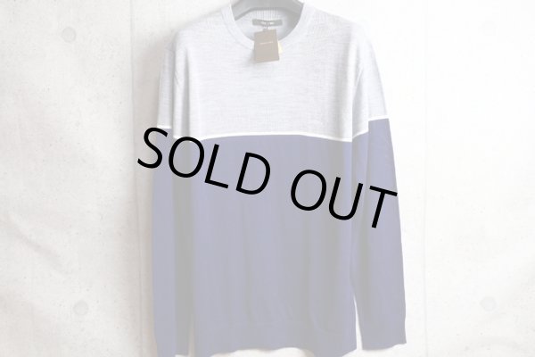 画像10: コムサメン 秋冬 カラーブロック 市松 リンクス編み ウール ニット クルーネック ハイゲージ セーター/COMME CA MEN