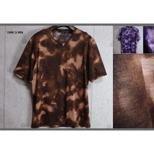 画像: コムサメン 春夏 日本製 麻/ラミー 天竺 ムラ染風プリント Vネック Ｔシャツ/定価1.6万円/COMME CA MEN
