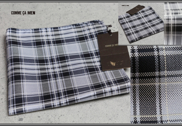 画像1: コムサメン上質シルクタータンチェックハンカチ/COMME CA MEN