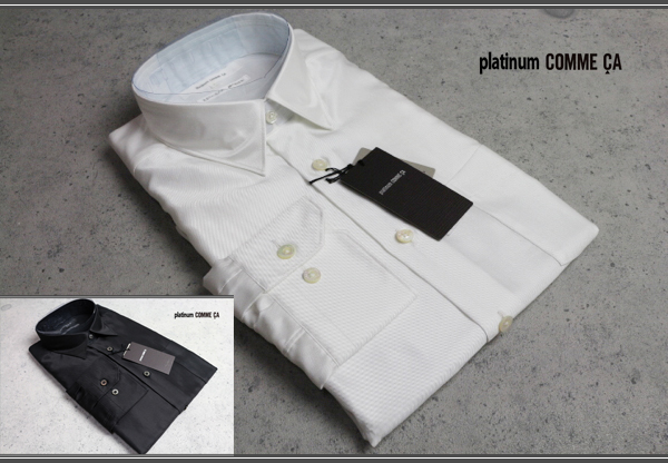 プラチナコムサ高級長袖ドレスシャツ/platinum COMME CAのアウトレット 