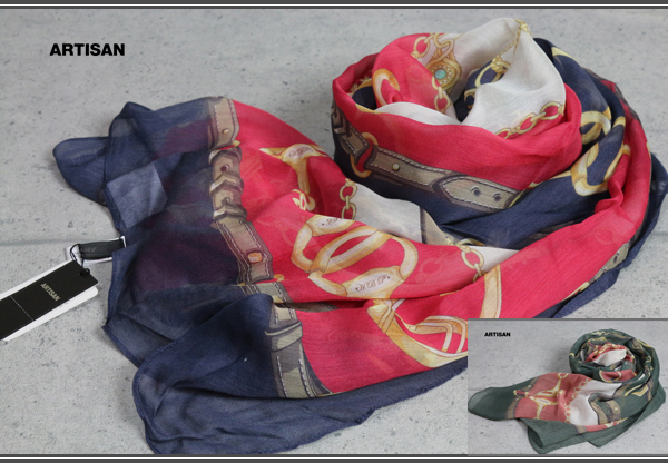 画像1: アルチザン馬具柄大判シルクストール/スカーフ/ARTISAN