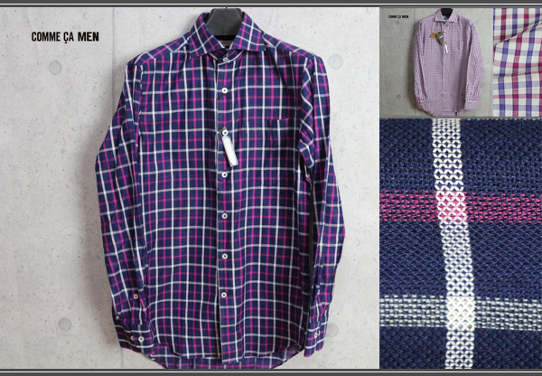 画像1: コムサメン春夏カラミ織りチェックドレスシャツ/COMME CA MEN