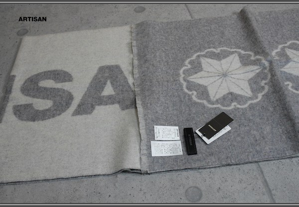 画像4: アルチザン メン 秋冬 最高級 大判 カシミヤ混 ウール ロゴ マフラー/定価3.9万/ARTISAN MEN